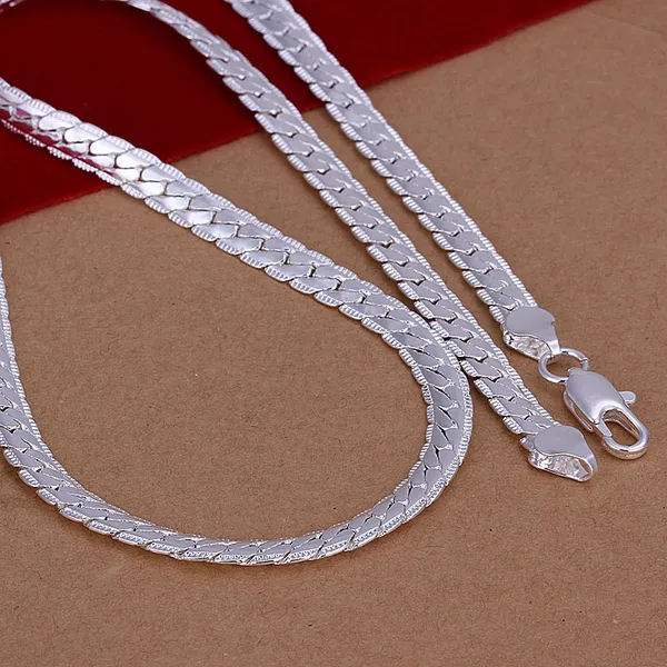 Mäns 5mm 18 inches 925 Sterling Silver Chains Halsband N130 Julklapp Gratis frakt