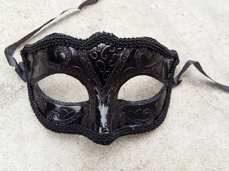 Women Girls Sexy Black Lace Edge Venetian Masquerade Hallowmas mask masquerade masks with Shining Glitter mask dance party mask