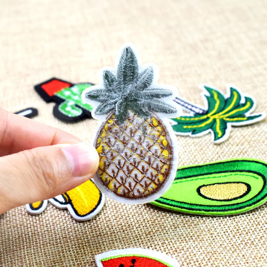 Fruit and Plant Embroidered Patches for Clothing Iron on Transfer Applique Patch for Bags Jeans DIY Sew on Embroidery Stick2312