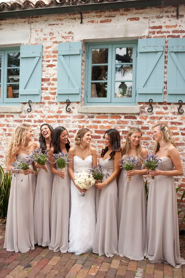 Light taupe sales bridesmaid dresses