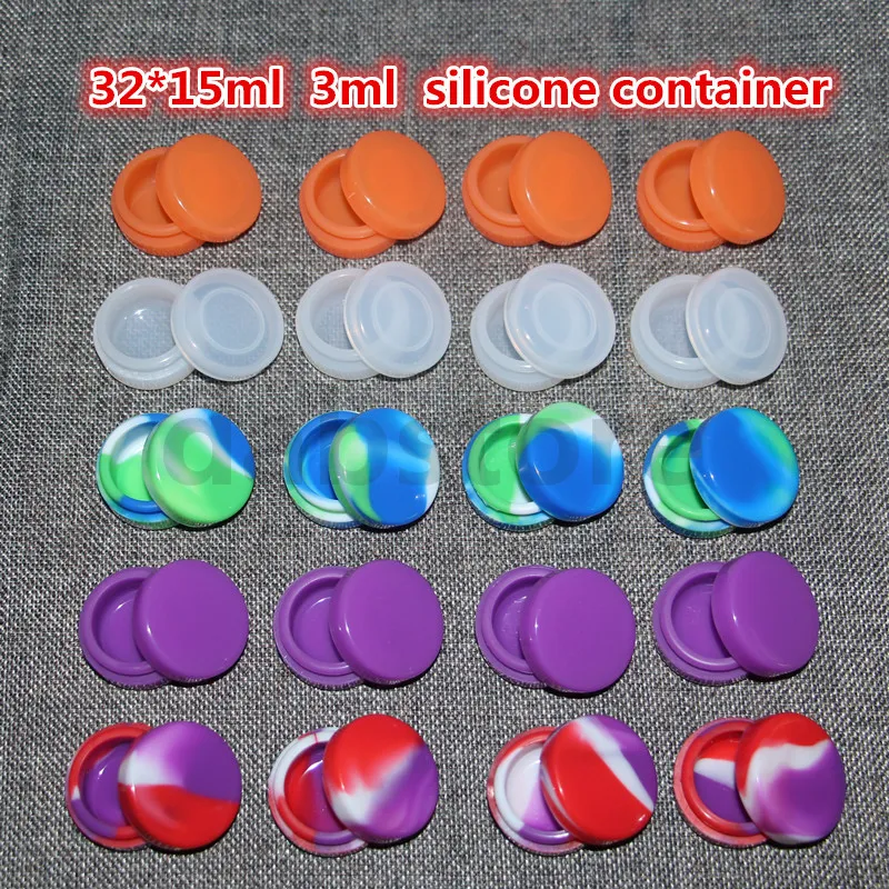 Groothandel 3 ml 32 * 15mm containers siliconen wax olie container siliconen potten wax concentraat wax containers gratis verzending DHL