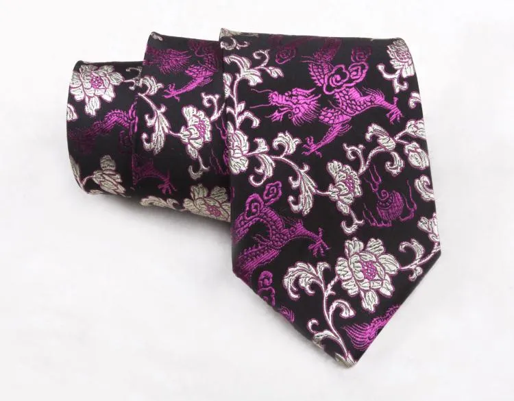 Luxe etnische Dragon Jacquard bindt Chinese stijl High End Natural Mulberry Silk Echte Silk Brocade Men Standaard Fashion Neckties189L