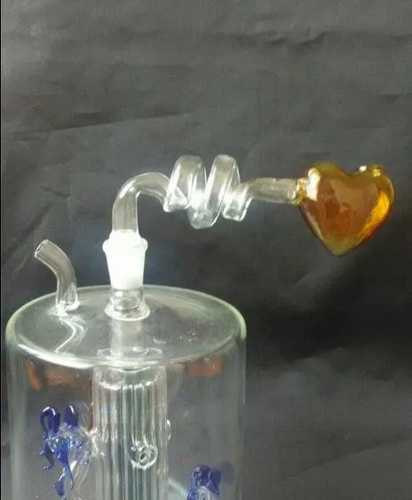 Wholesale new 2 spiral transparent glass filter color peach heart burn pot, glass Hookah glass bong accessories, spot