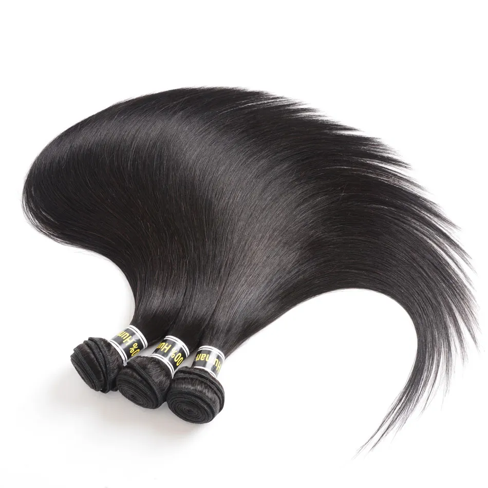 Пячевые девственные волосы прямые 3 пучки 100 необработанных перуанских человеческих волос Плетена