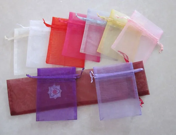 New Organza Jewelry Bags Wedding Party Xmas Gift Bags Purple Blue Pink Yellow Black 7*9cm 9*12cm Jewelry Bags Mixed colors