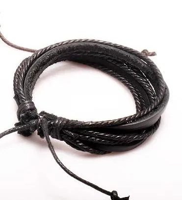 High quality Genuine Leather Bracelets Wrap Multilayer Braided charm Rope Fashion Men Women handmade Jewelry New 164Z