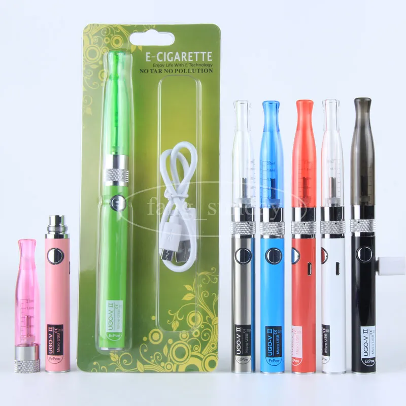 Ego T H2 Atomizer Electronic Cigarette Blister Evod Starter Kit Ugo V II GS H2 Micro USB TalSthrough Ecigs Vaporizer Pen 650 900mAh