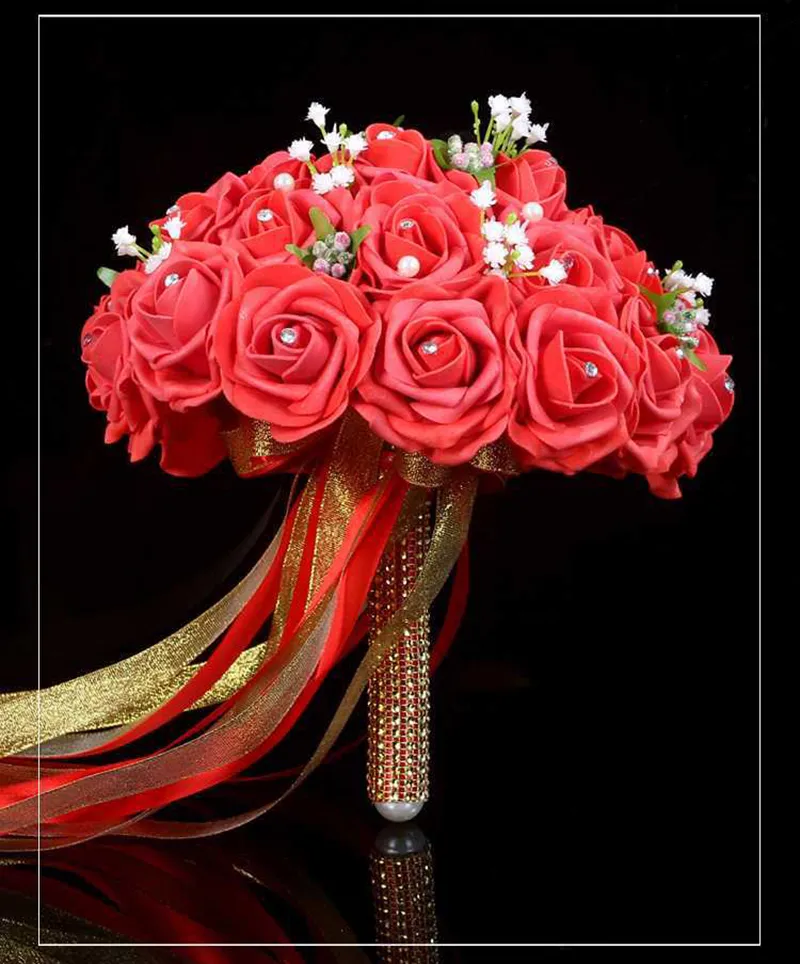 New Fashion ! Wedding Party Bridal Bouquet Rose Hand Holding Flower ...