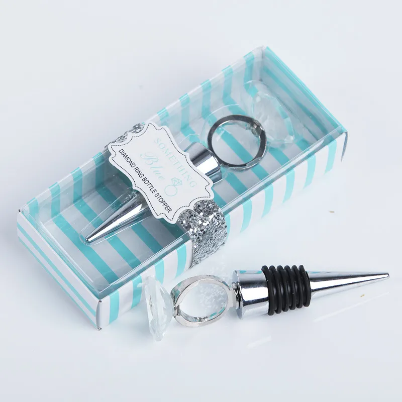Crystal Ring Wine Bottle Stopper With Dessert Box Perfect For Bridal Showers, Weddings, Parties