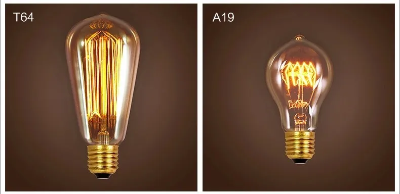 40W العتيقة الرجعية عتيقة Edison Light Bulb E27 المصابيح الإضاءة المتوهجة ST64 Filament Bulb Edison Lamp Tiptures Home Decoration.