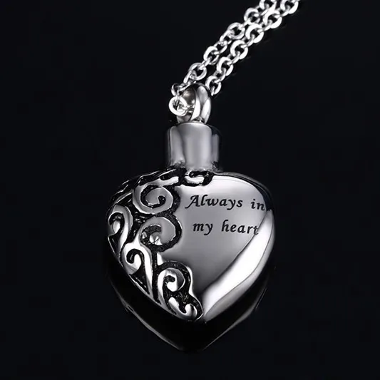 316L Stainless Steel Heart Pendant Chain Necklace Ashes Jewelry Cremation Memorial Urn Keepsake Openable Put in Ash Lockets Box