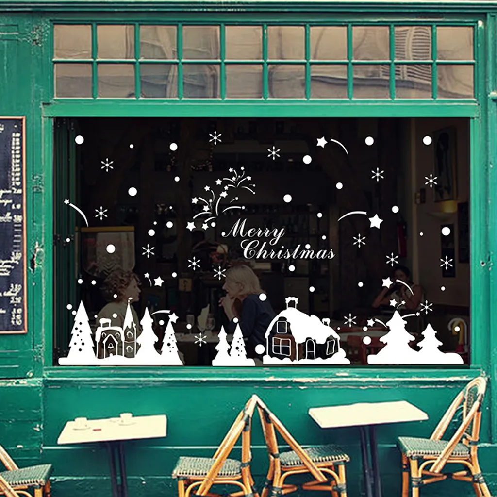 عيد الميلاد الجدار ملصق diy windbells جدار snowflake المقصورة ثلج نافذة ملصقات الحلي والزينة هبوط السفينة