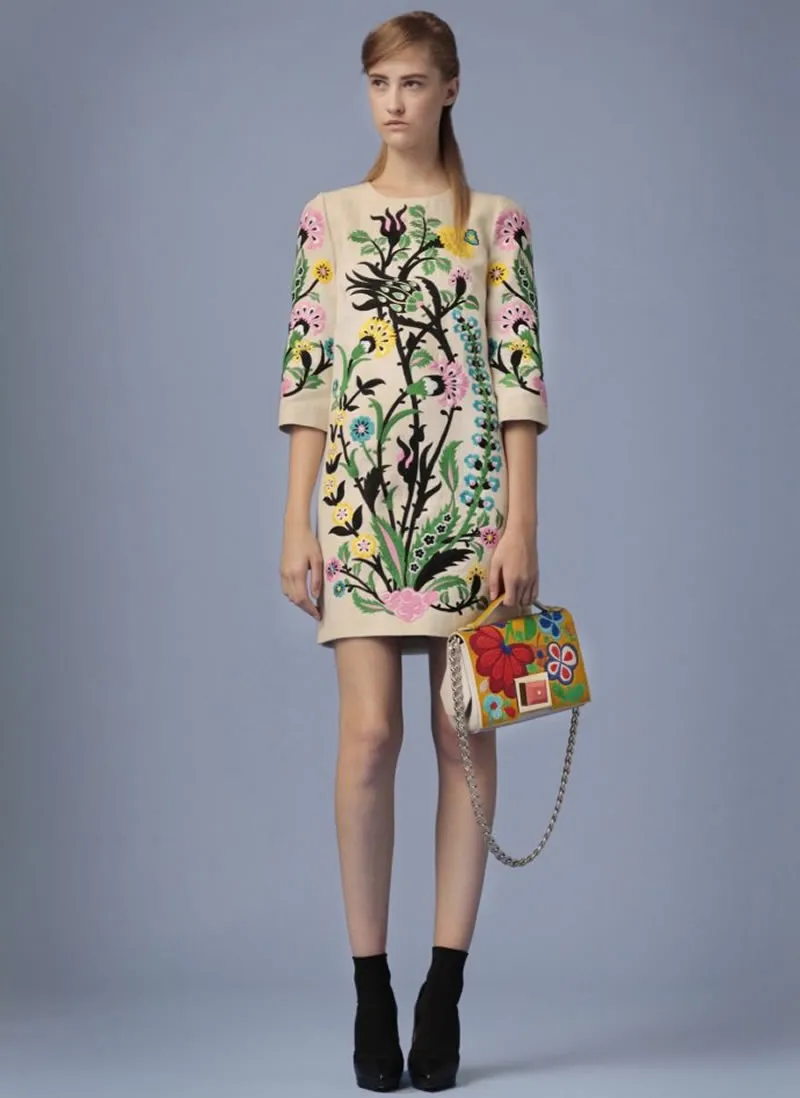 패션 프린트 여성 시즈 드레스 라운드 넥 자카드 드레스 0127532