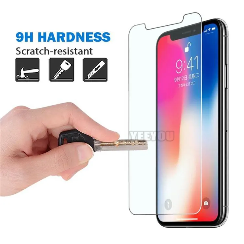 For iPhone X/12 Tempered Glass Screen Protector For iPhone 11/XR for Galaxy J3 Prime 0.33mm 2.5D Anti-shatter with Packaging