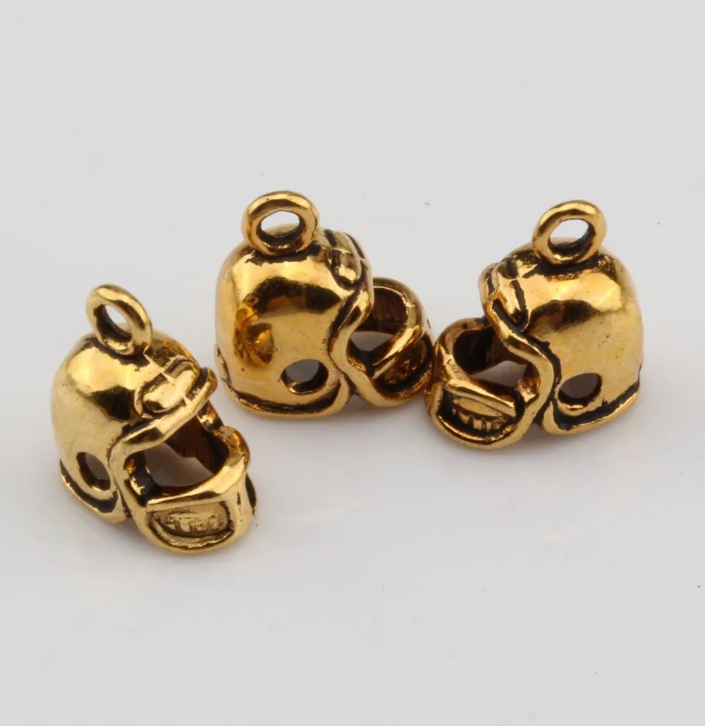 MIC 200pcs Antique gold 3D Small Football Helmet Charms pendants DIY Jewelry 13 x11mm