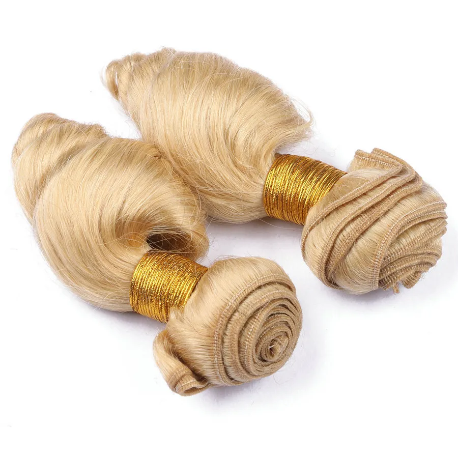 Loose Wave Wavy Blonde Hair Weaves High Qulaity Blonde # 613 Brasilianska Human Haft Weft Extensions 3 Bundlar 100g / pc Loose Deep Hair Buntar