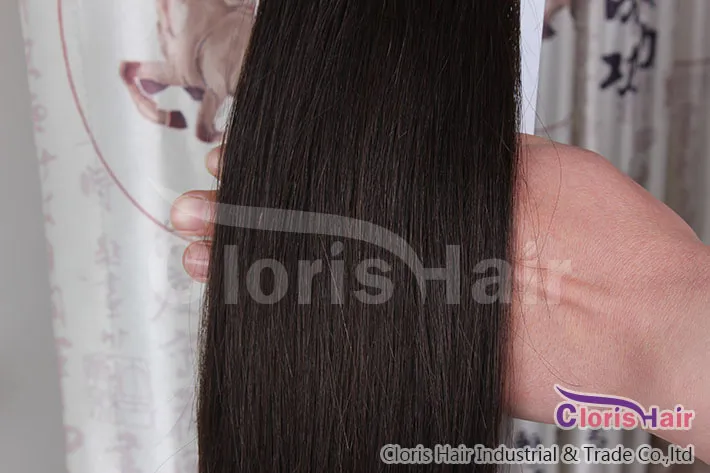 Utmärkt Jet Black # 1 Raw Indian Remy Straight Clip In On Human Hair Extensions 70g 100g 120g Full Head Set 14 