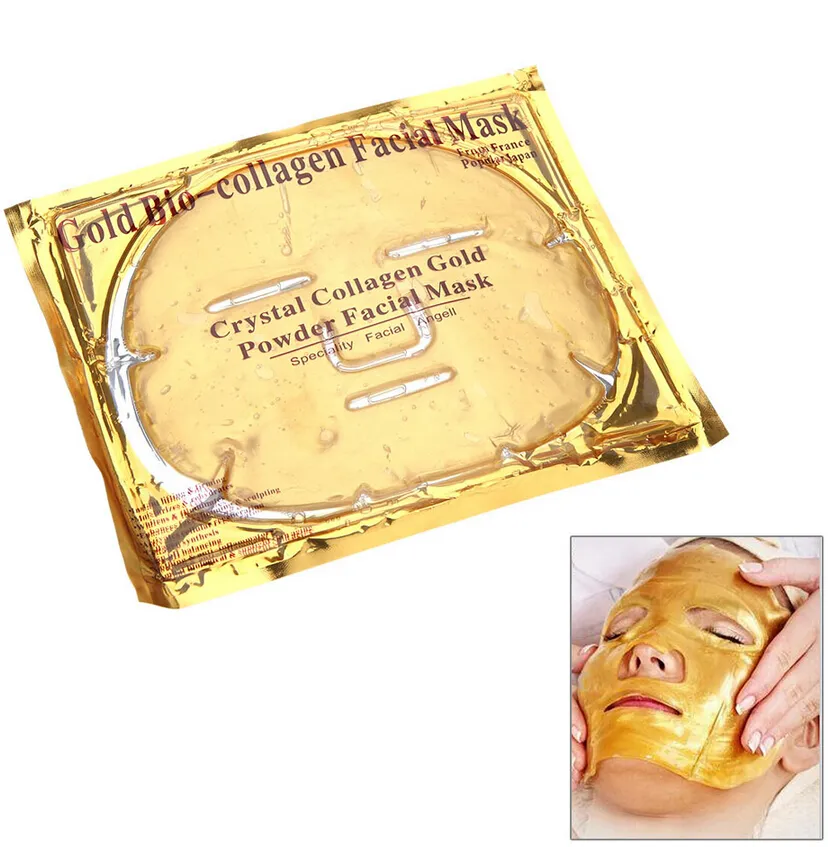 Máscara Facial Ouro Bio-Colágeno Máscara Facial Pó Cristal de Colágeno Máscara Facial Hidratante Antienvelhecimento Clareamento Máscaras Faciais Ouro presentes