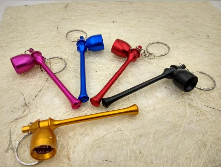 wholesalers ----- 2015 new Color portable metal pipe / metal bong, metal, mushroom keychain styles, colors random delivery