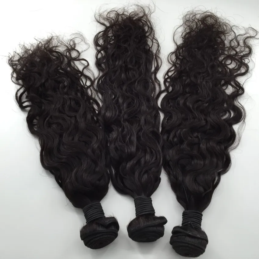 Koronkowe zamknięcie czołowe 13x6 z wiązkami, Peruwiańskie dziewicze ludzkie włosy z koronkowymi czołowymi, koronkowymi czołowymi i 3 wiązkami fali wodnej włosy