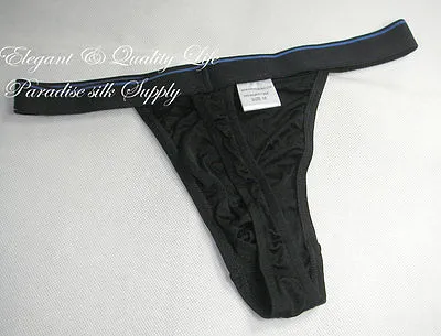 Mens Sexy Silk Thongs Wide Elastic Waistband Solid G String