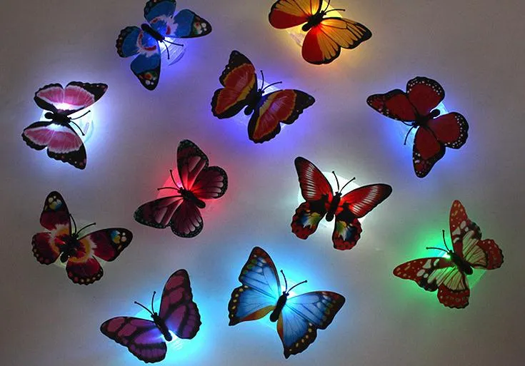 7 Color Changing Butterfly Night LED Lighting Lights Lamp Christmas Party Lights Home Room Decor Halloween Decoration drop shipping