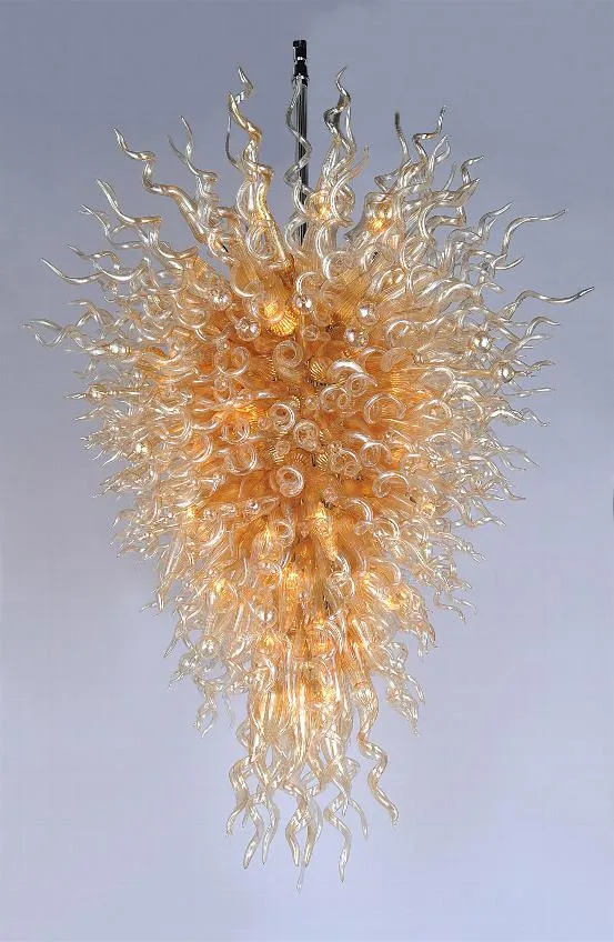 Hanglampen 100% Mondgeblazen Borosilicaat Murano Glas Kroonluchter Pendant-Light Art Home Amber Lamp Moderne plafondlampen LED
