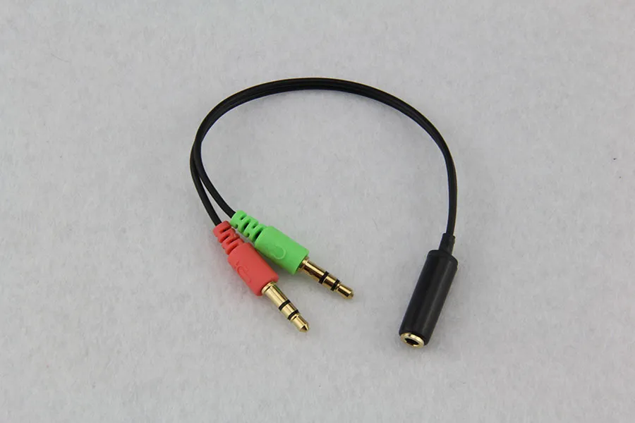 Nieuwe Hot Koop 3.5mm Vrouw tot 2 Mannelijke Jack Plug Hoofdtelefoon Mic Audio Y Splitter Kabel Stereo Audio Kabel Gratis verzending / 