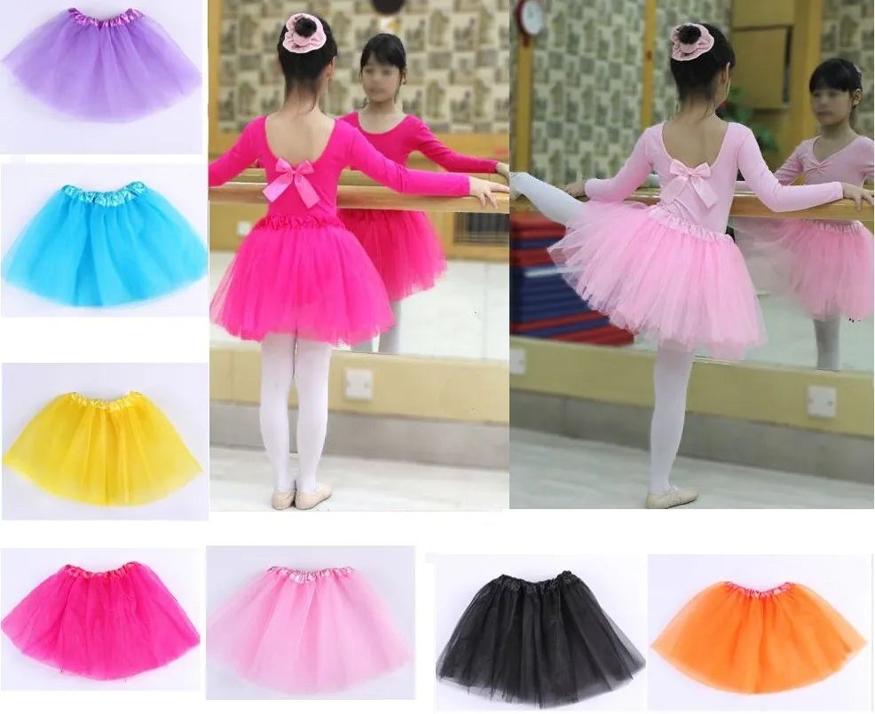 baby Tutu Skirt Princess Dance Party Gonna in tulle lanuginoso pannello esterno in chiffon ragazze Usura di danza classica Costume da festa Vestiti per bambina Spedizione gratuita