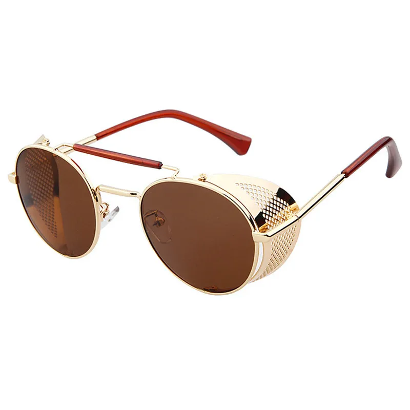 6 pièces/lot métal gothique été Steampunk rétro lunettes de soleil lunettes Vintage revêtement rond lunettes de soleil Design classique lunettes de soleil