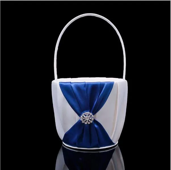 2020 New Fashion Royal Blue White Pink Bow Wedding Supplies Flower Girl Basket For Wedding Supplies2168968