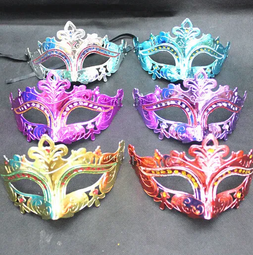 Heren Vrouw Masker Halloween Maskerade Maskers Mardi Gras Venetiaanse Dansfeest Gezicht goud glanzend verguld Masker 6 kleuren