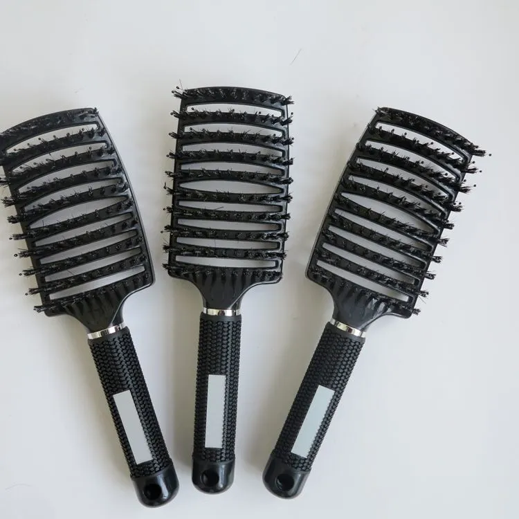 Nya borsthårborstar kam för hårförlängningar antistatisk värme böjd ventilationsbarber salong hårstyling verktyg rader tine kamplast8741153