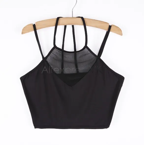 Marca de Moda de verão Sexy Strap Backless Top Regata Gola Halter Colete Fino T shirt Mulheres Tops Casual Preto Top Colheita B11 CB033139