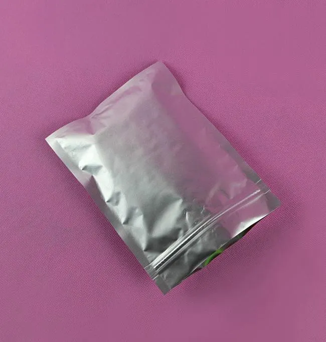 Wholesale 12*20cm Pure Aluminum Foil Pouch Flat Zipper Top Foil Zip