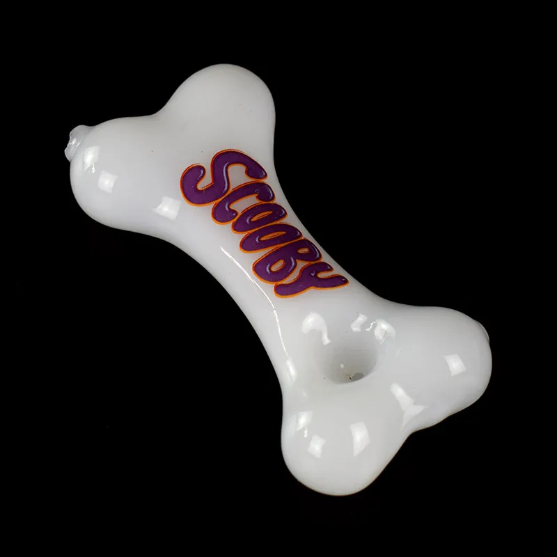 Unique White Dog Bone Glass Hand Pipe - Stylish SCOBBY Design for Tobacco Smoking