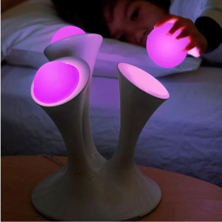 Mushroom kids gift rainbow colorful led night light Boon Glowing led lamp with removable balls children sleeping toy1531373
