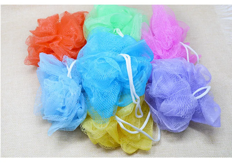 Hohe Qualität Mesh Pouf Schwamm Baden Spa Dusche Wäscher Ball Bunte Bad Bürsten Schwämme schnelle versand