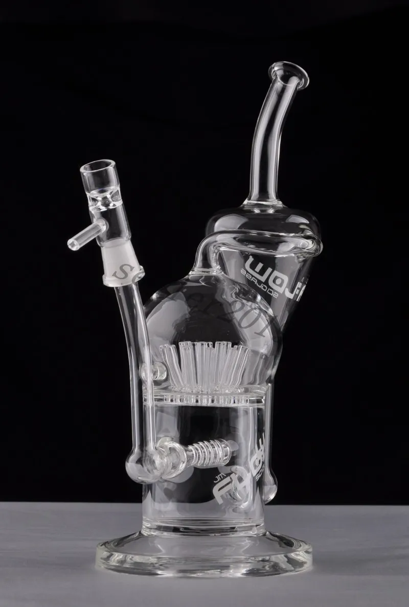 New Arrival JM Flow glass bong glass water pipes glass bongs with 14.4 mm joint double Recycler inline arm tree honeycomb