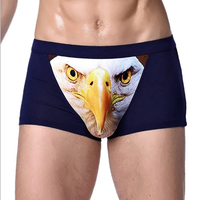 Sexy Funny Male Underwear 3D Wolf Boxer Shorts Men's Shorts U Pouch Briefs  Breathable Underwear Cotton Underpants