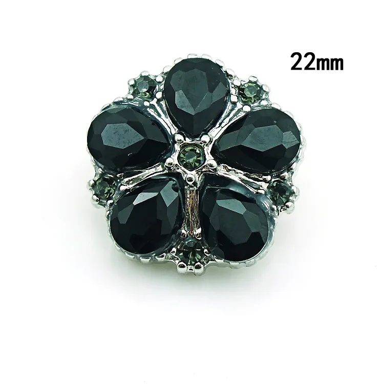 Fashion 18mm Snap Buttons Plastic Crystal Petal Metal Bottom Clasps DIY Ginger Chunk Jewelry Accessories