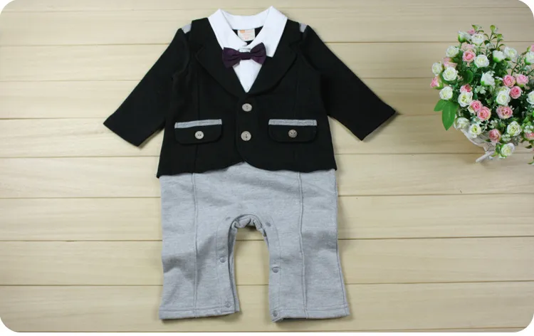 2019 Autumn Baby Romper Boys Dżentelmen Długie rękaw Rompers Relaksowanie dzieci