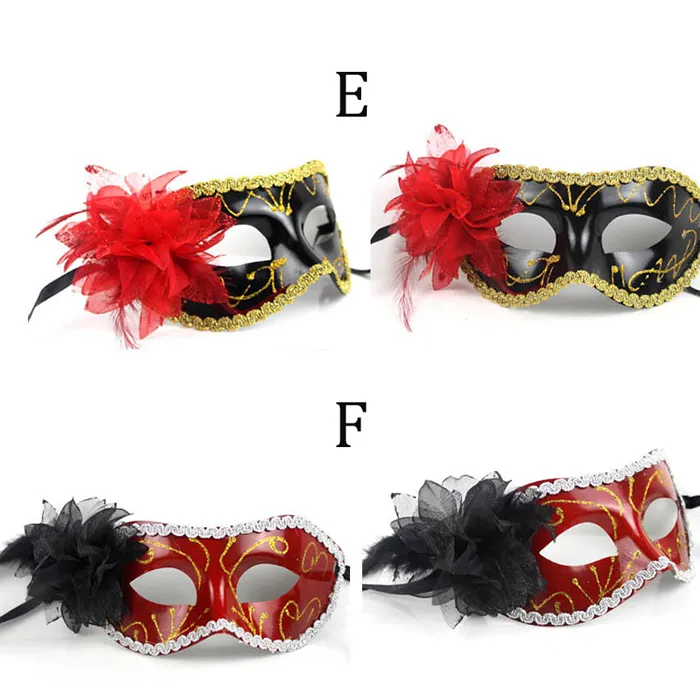 2015 nouveauté femmes Sexy Hallowmas masque vénitien masques de mascarade avec fleur plume masque danse masque de fête