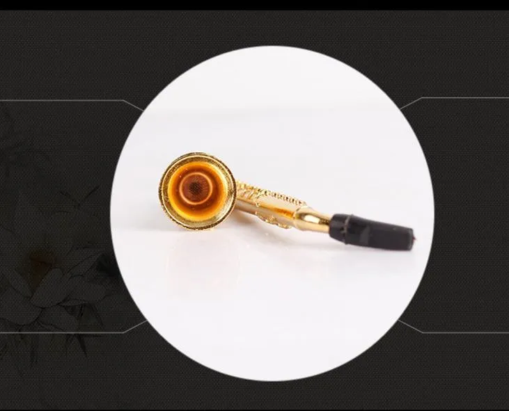 Novel Creative Suction Card with A Mesh Set of Metal Pipe Gold-plated Saxophone Filter Cigarette Holder Smoking