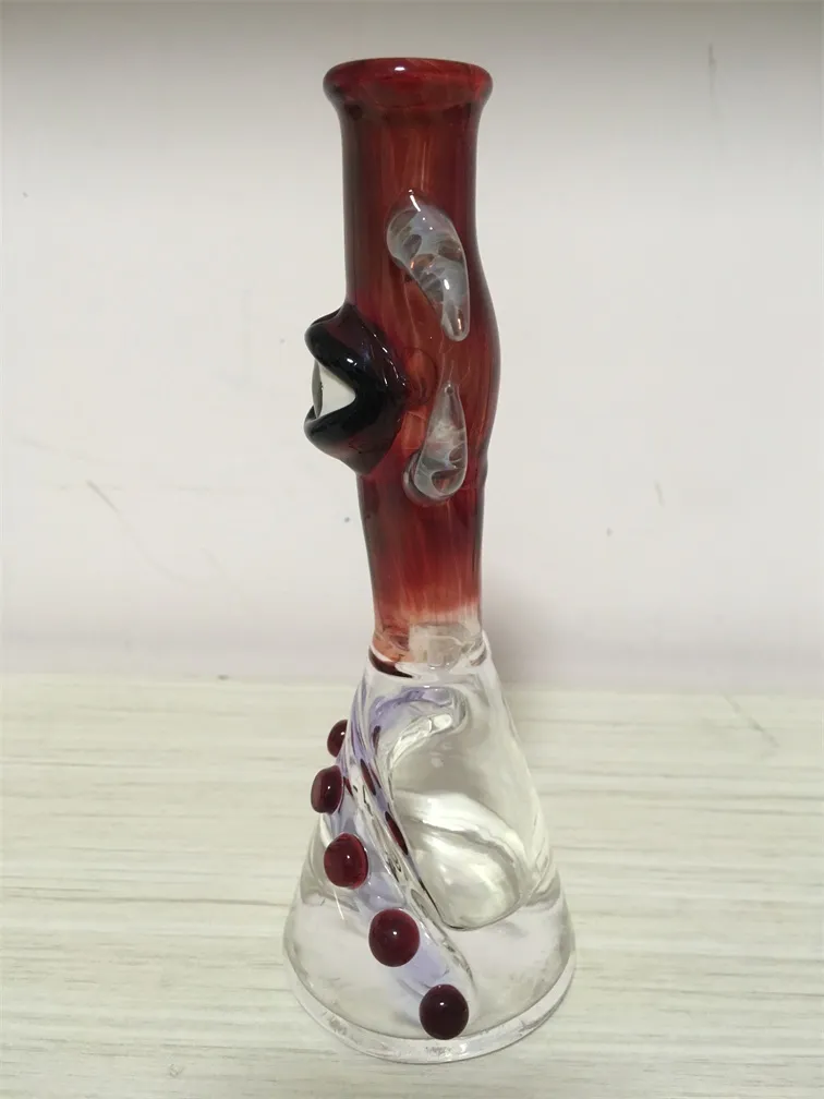 Hookah Rode Grote Ogen Hoofddienst Olierouts 14mm Gezamenlijke Kleurrijke Water Bong Glass Pipe