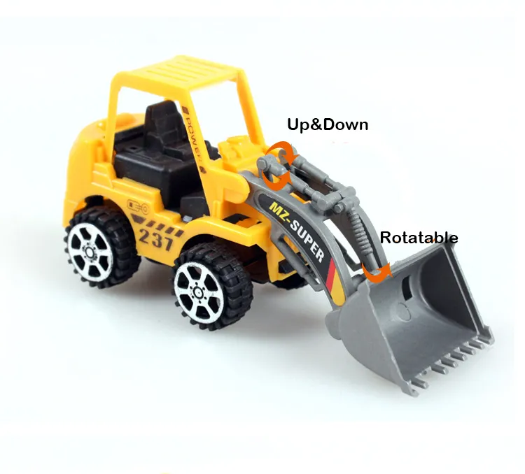 Mini Engineering Truck Model Toy, Tractor Shovel, Road Roller, Excavator, Crusher, Timber Grab Machine, 6 Styles, for Xmas Kid Birthday Gift