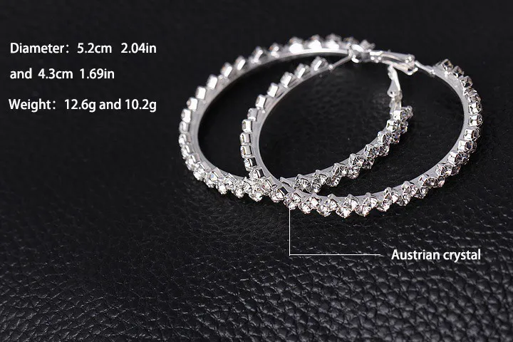 Kolczyki Hoop dla kobiet moda biżuteria Diamentowe kolczyki Ślub / Zaręczyny Okrągłe wiszące kolczyki Wiszące kolczyki 925 Sterling Silver Big Hoop