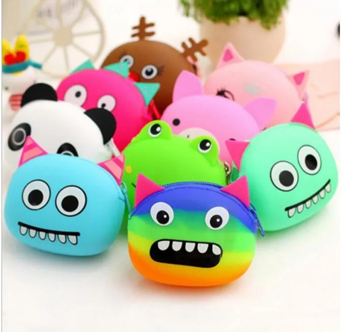 New Silicone Funny Wallets Lady Cute Plush Cartoon Animal Coin Purse Kids Purses Women Mini Coins Bag