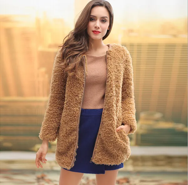 Damska Cardigan CashMere Odzież 2015 Damska Jesień / Zima Najnowsza Moda Ciepła Kaszmirowa Kaszmara Kaszkietka Płaszcz Plus Size Coat