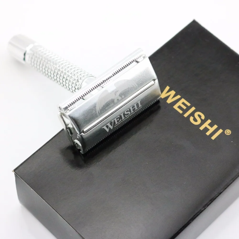 WEISHI Double Edge Butterfly Safety Razor 2003-M Silverfärgad rakhyvel Lågpris Lättvikt 10 st/mängd NYHET